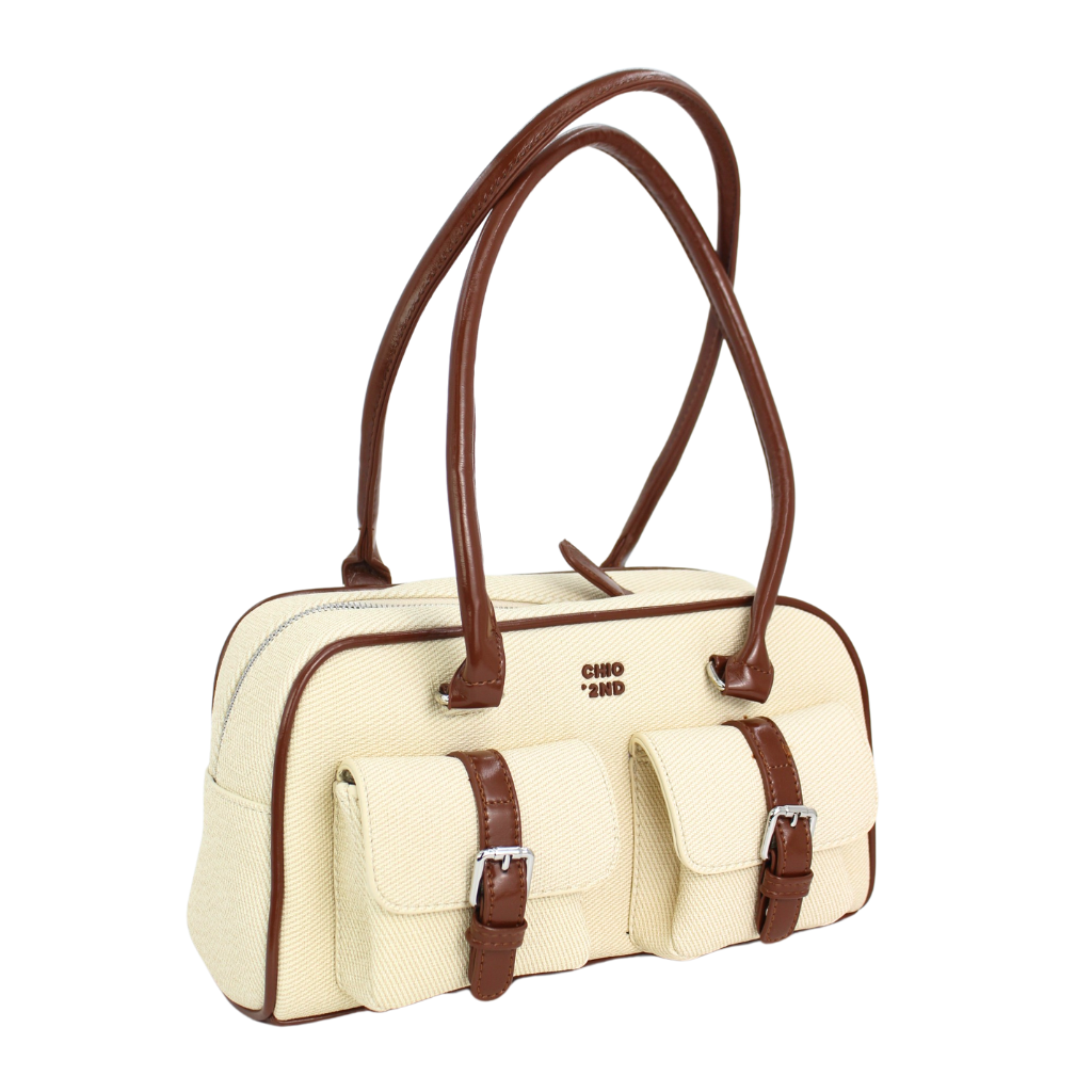Classic Beige Brown Bowling Bag