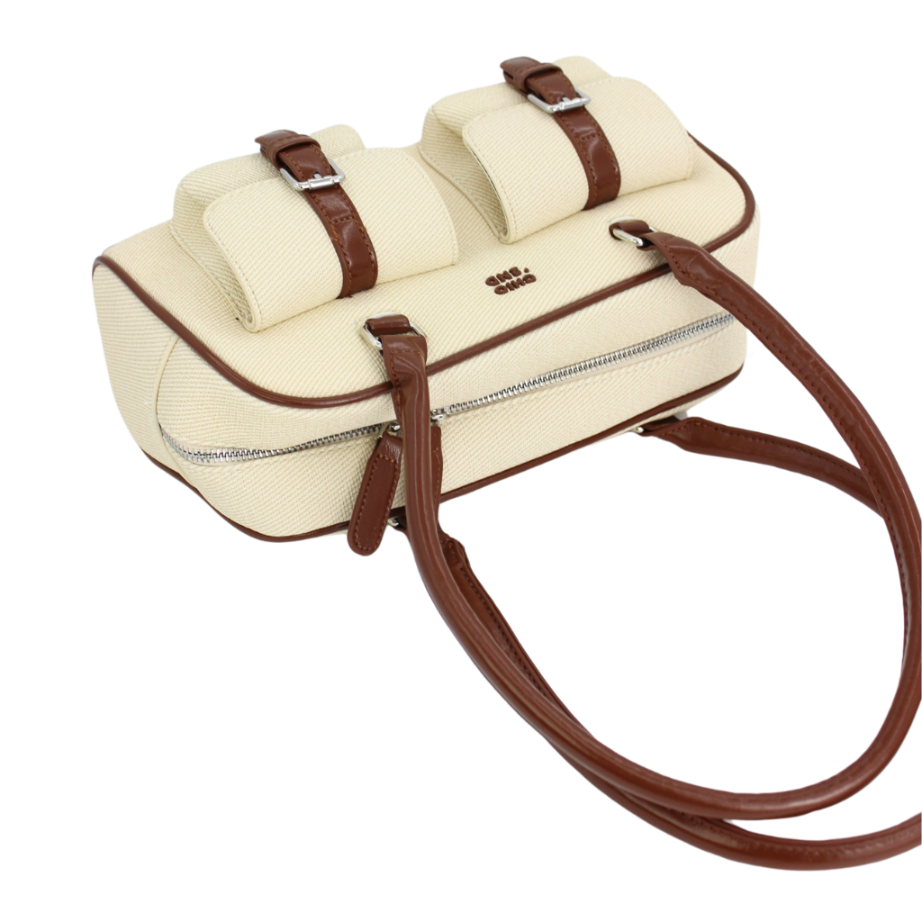 Classic Beige Brown Bowling Bag