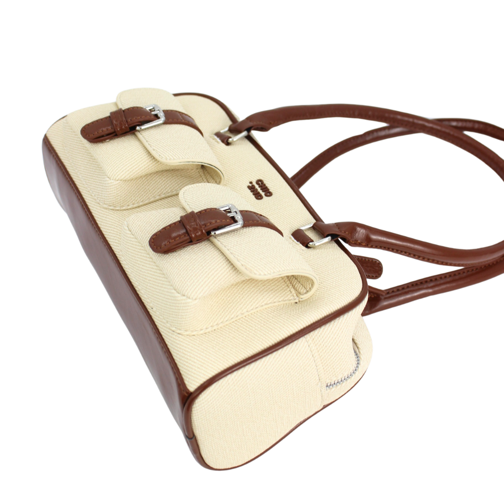 Classic Beige Brown Bowling Bag