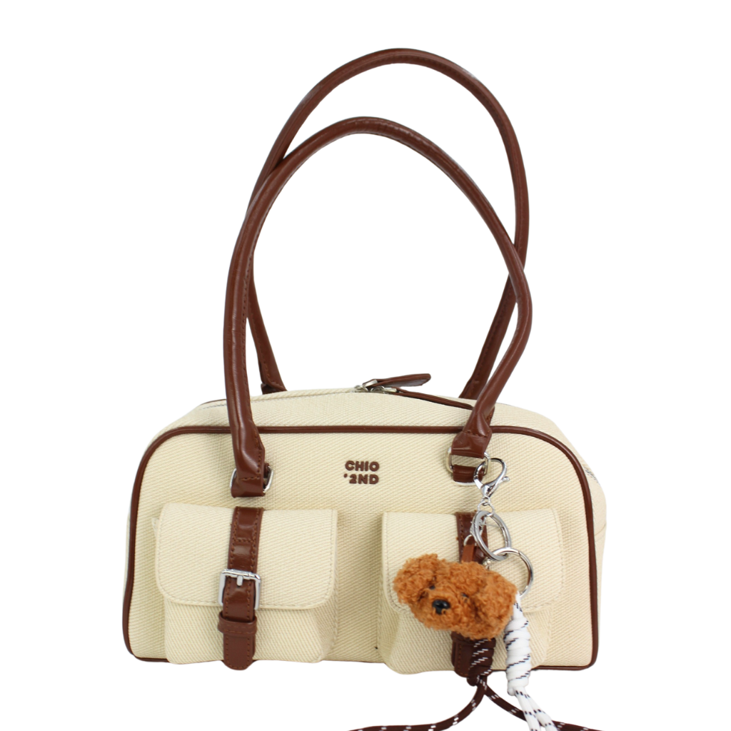 Classic Beige Brown Bowling Bag