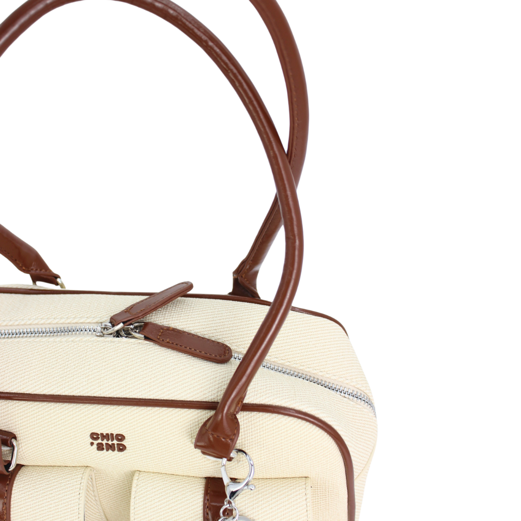 Classic Beige Brown Bowling Bag
