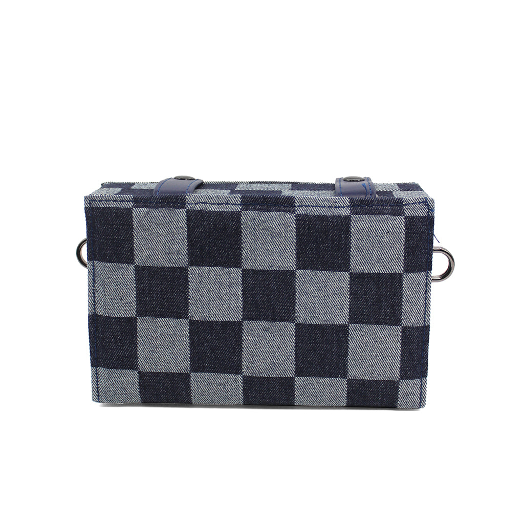 Denim Checkered Crossbody Bag
