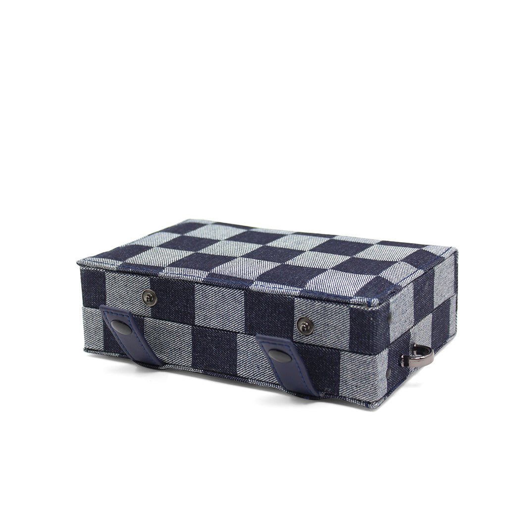 Denim Checkered Crossbody Bag