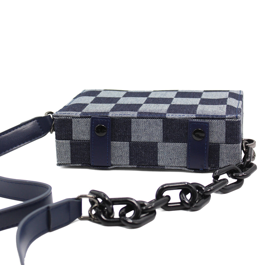 Denim Checkered Crossbody Bag