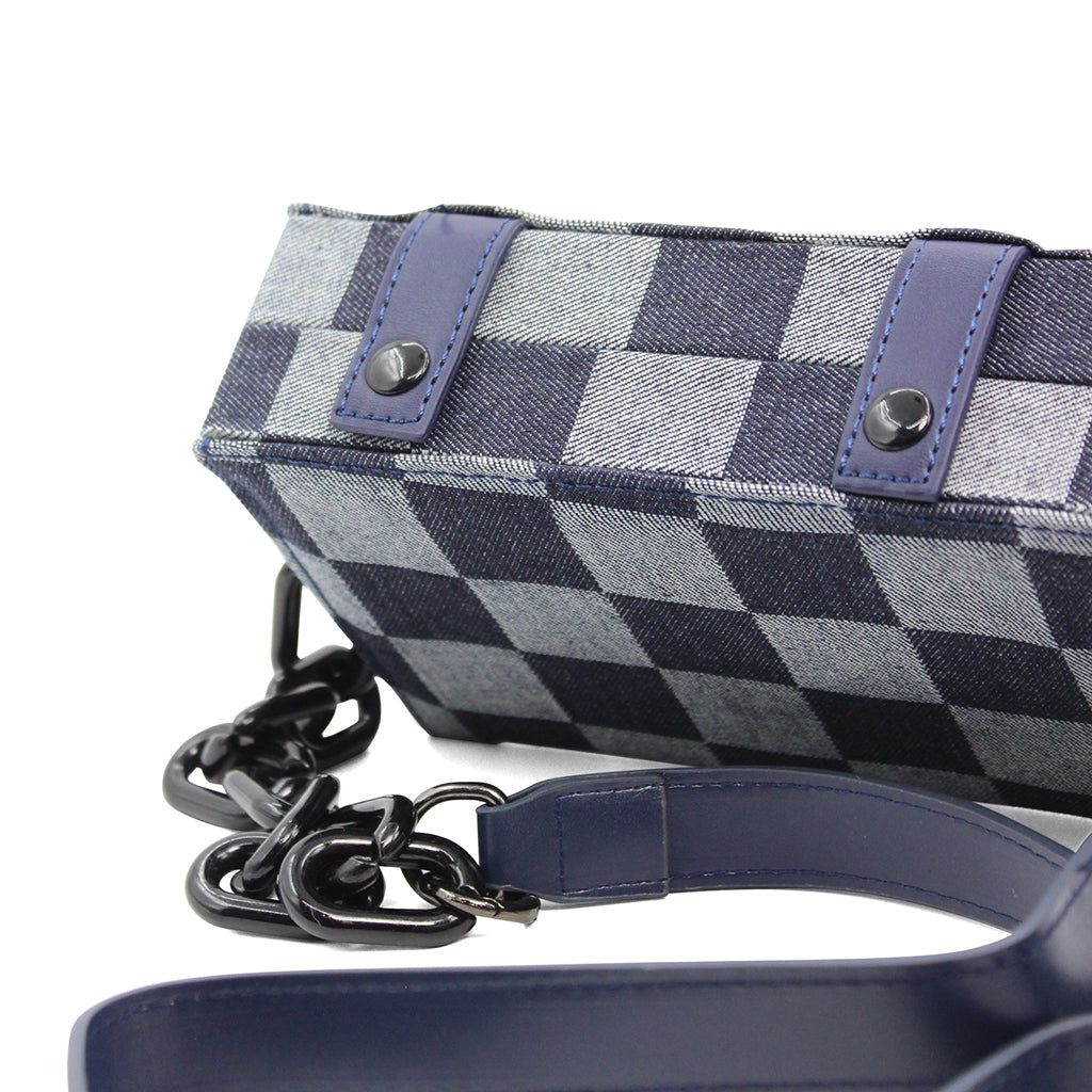 Denim Checkered Crossbody Bag