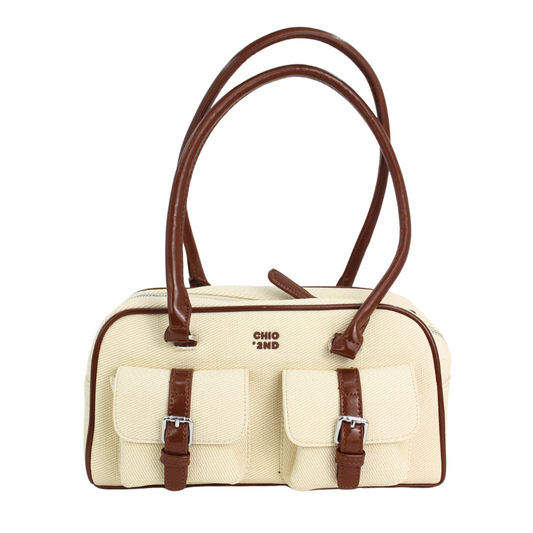 Classic Beige Brown Bowling Bag